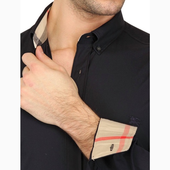 mens burberry button up shirt